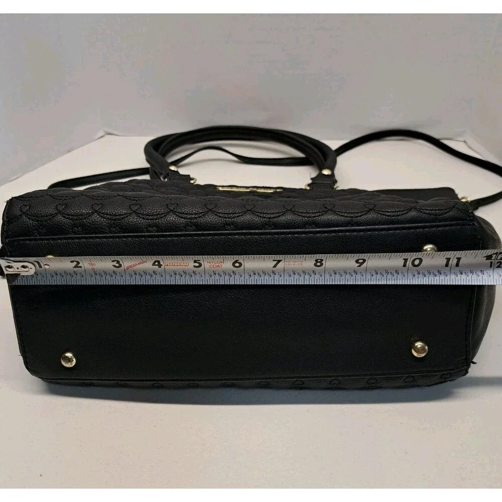 Betsey Johnson Quilted Satchel Black Bag - Picture 14 of 15